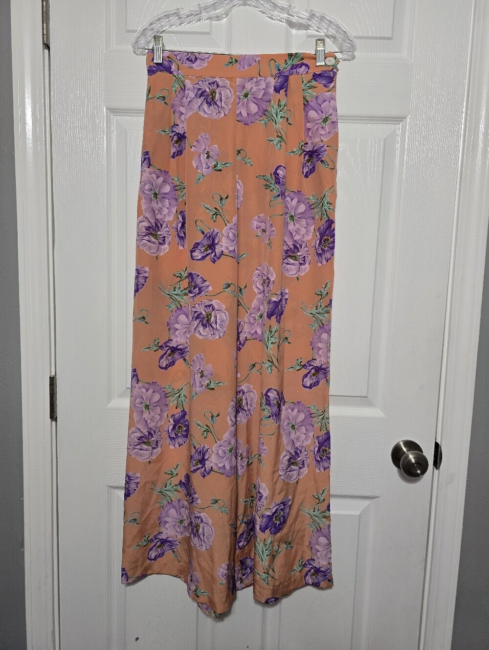 Ralph Lauren Made In Italy Floral Peach Wide-Leg Size 8 - Picture 2 of 8
